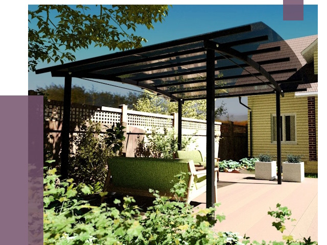 Навесы для террасы в Белорецке от 12925 руб. под ключ | ПРОЛЁТ-Блр