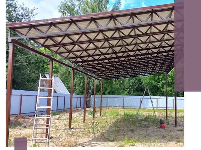 Односкатные навесы под ключ в Белорецке — изготовление и монтаж