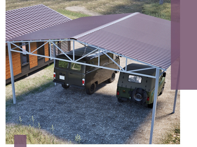 Двускатные навесы под ключ в Белорецке — изготовление и монтаж